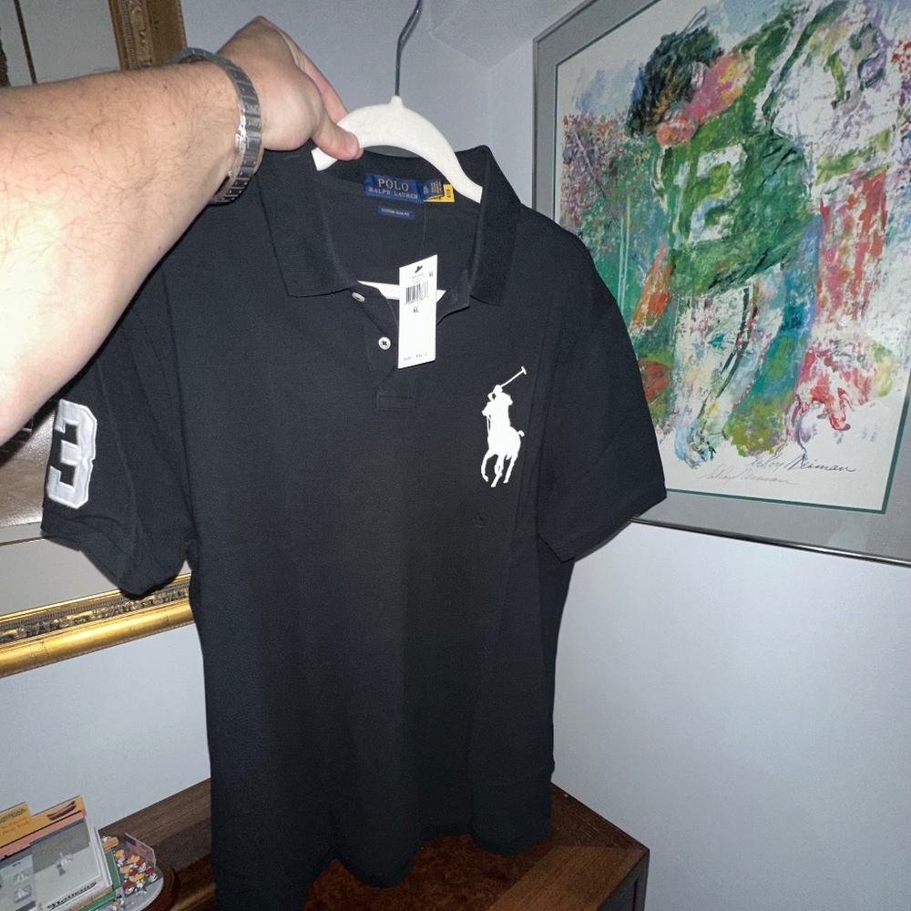 Polo Ralph Lauren Men's Custom Slim Fit  Size XL Short Sleeve Big Pony Black